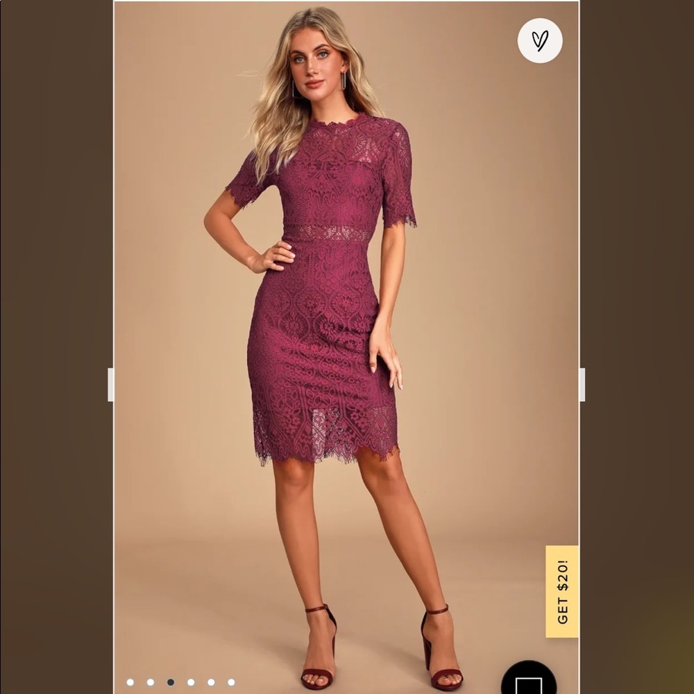 Lulu’s Remarkable Burgundy Lace Dress Size Medium - Picture 3 of 15